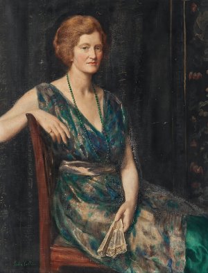 Portrait of a lady, thought to be Mrs Geoffrey Pynam of Guildford by John Collier Oil Painting