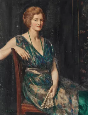 Portrait of a lady, thought to be Mrs Geoffrey Pynam of Guildford Oil painting by John Collier