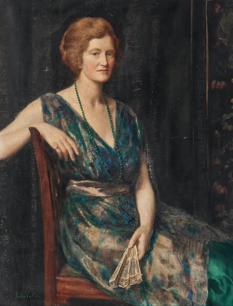 Portrait of a lady, thought to be Mrs Geoffrey Pynam of Guildford by John Collier - Hand-Painted Oil Painting Reproduction