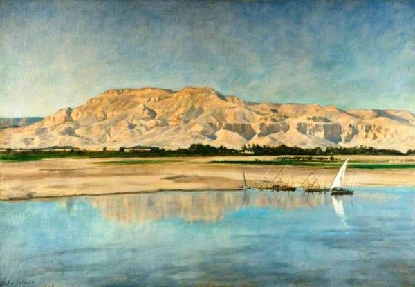 Theban Hills from Luxor by John Collier - Hand-Painted Oil Painting Reproduction