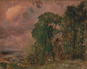 A View at Hampstead with Stormy Weather by John Constable Oil Painting