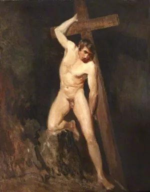 Academic Study of a Male Nude in the Same Pose as a Figure in Michelangelo's Last Judgement by John Constable Oil Painting