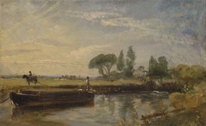 Barge below Flatford Lock by John Constable Oil Painting