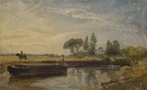Barge below Flatford Lock by John Constable Oil Painting
