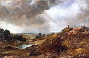 Branch Hill Pond, Hampstead Heath, with a Boy Sitting on a Bank painting by John Constable
