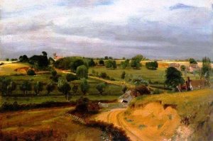 Brightwell Church and Village Oil painting by John Constable