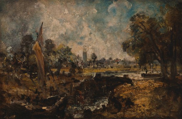 Dedham Lock  by John Constable - Hand-Painted Oil Painting Reproduction