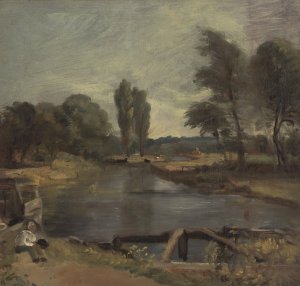 Flatford Lock Oil painting by John Constable