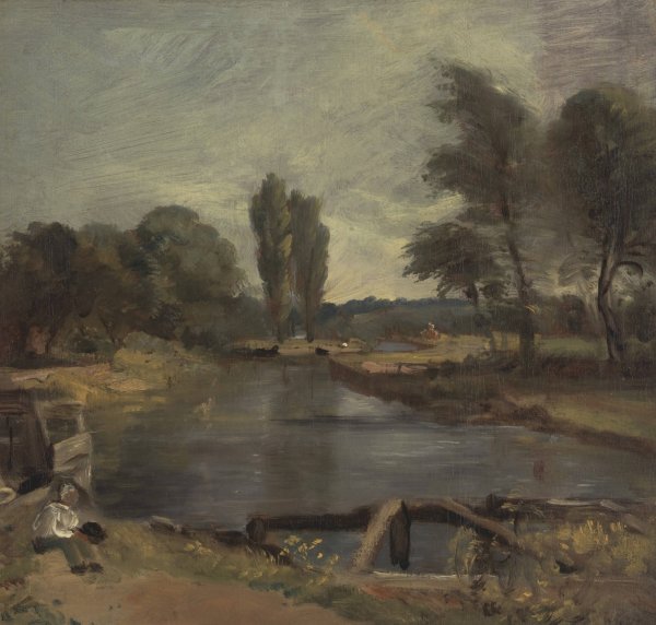 Flatford Lock  by John Constable - Hand-Painted Oil Painting Reproduction