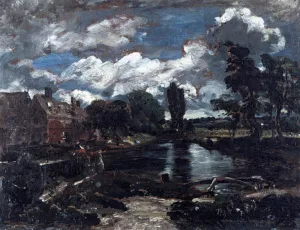 Flatford Mill from a Lock on the Stour by John Constable - Oil Painting Reproduction