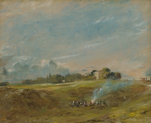 Hampstead Heath, with a Bonfire by John Constable Oil Painting