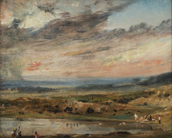 Hampstead Heath, with Pond and Bathers  by John Constable - Hand-Painted Oil Painting Reproduction