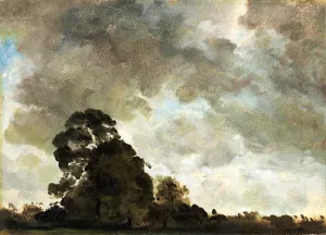 Landscape at Hamstead - Tree and Storm-Clouds by John Constable Oil Painting