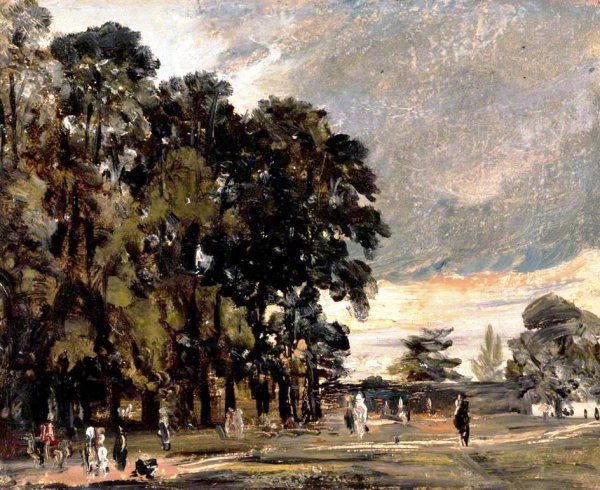 Landscape Sudy: Figures by a Clump of Trees by John Constable - Hand-Painted Oil Painting Reproduction