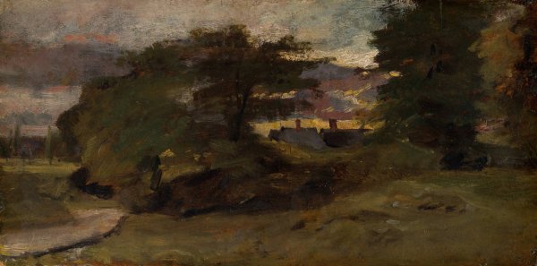 Landscape with Cottages  by John Constable - Hand-Painted Oil Painting Reproduction