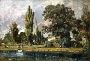 Salisbury Cathedral and Leadenhall from the River Avon by John Constable - Oil Painting Reproduction