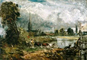 Salisbury Cathedral from the Meadows II by John Constable - Oil Painting Reproduction