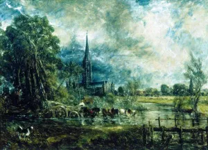 Salisbury Cathedral, Wiltshire, from the Meadows by John Constable Oil Painting
