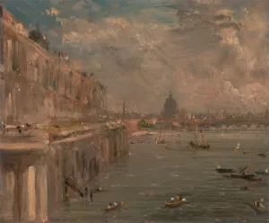 Somerset House Terrace from Waterloo Bridge by John Constable Oil Painting