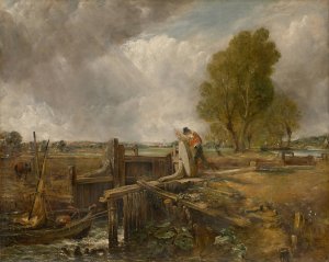 Study of A boat passing a lock by John Constable Oil Painting