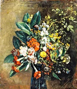 Study of Flowers in a Glass Vase by John Constable Oil Painting