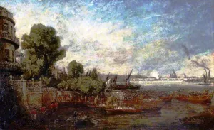 The Embarkation of George IV from Whitehall: The Opening of Waterloo Bridge, 1817 by John Constable Oil Painting