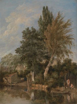 Boys Bathing on the River Wensum, Norwich by John Crome Oil Painting