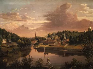 View of Norwich Harbor in 1849 by John Denison Crocker - Oil Painting Reproduction