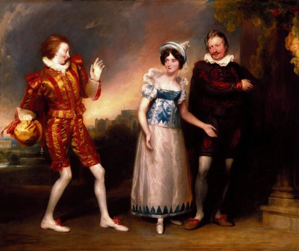 Master Page, Anne Page, and Slender by John Downman - Hand-Painted Oil Painting Reproduction