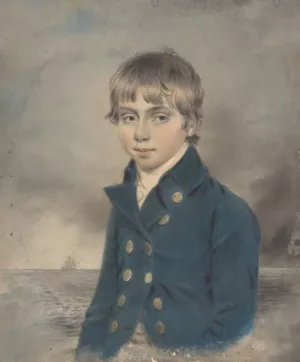 Memento Portrait of a Young Midshipman by John Downman Oil Painting