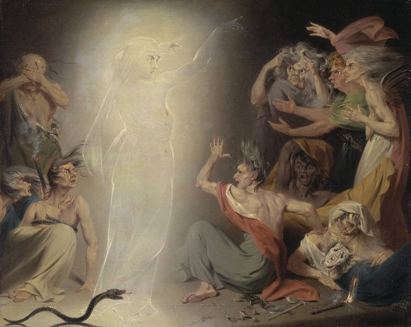 The Ghost of Clytemnestra Awakening the Furies  by John Downman - Hand-Painted Oil Painting Reproduction