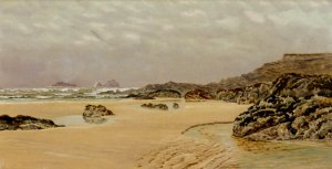 A View Of Treyarnon Bay by John Edward Brett Oil Painting