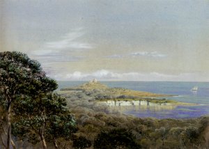 Pointe St Hospice, Cap Ferrat, From St Jean by John Edward Brett Oil Painting