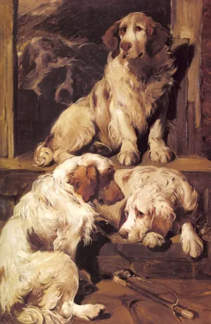 Clumber Spaniels by John Emms Oil Painting