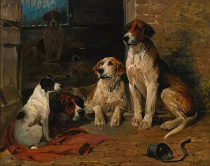 Hounds By a Kennel by John Emms Oil Painting