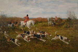 The hunt in full cry by John Emms Oil Painting