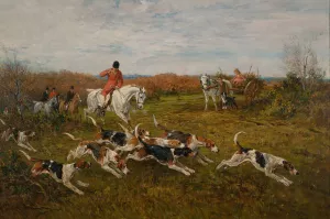 The hunt in full cry by John Emms Oil Painting