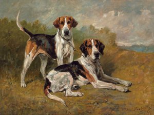 Two Hounds Resting by John Emms Oil Painting