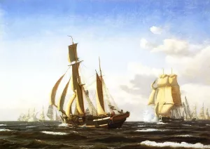 A Quartering Breeze by John Erik Christian Petersen Oil Painting