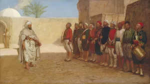 Army Reorganisation In Morocco by John Evan Hodgson Oil Painting