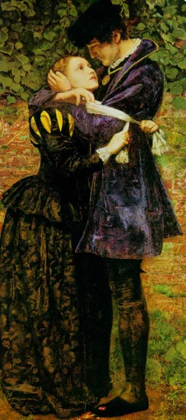 A Huguenot, on St. Bartholomew's Day Refusing to Shield Himself from Danger by Wearing the Roman Catholic Badge by John Everett Millais - Oil Painting Reproduction