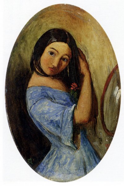 A Young Girl Combing Her Hair