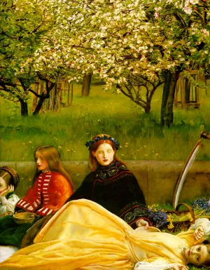 Apple Blossoms Spring Detail I Oil painting by John Everett Millais