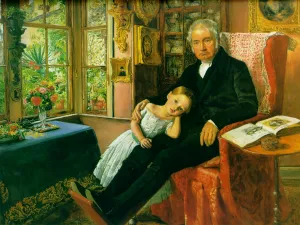 James Wyatt and His Granddaughter Mary painting by John Everett Millais