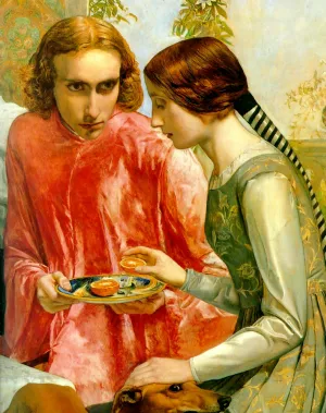 Lorenzo and Isabella - detail painting by John Everett Millais