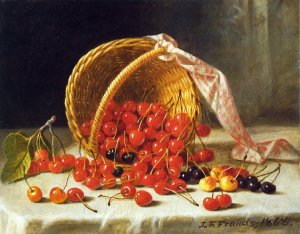 A Basket of Cherries by John F. Francis Oil Painting