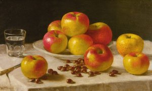 Apples On A Table by John F. Francis Oil Painting