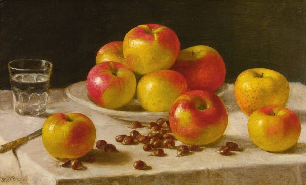 Main Product Photo of Apples On A Table  Painting by John F. Francis
