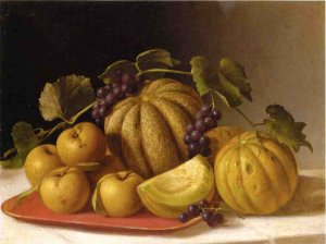 Melons and Yellow Apples by John F. Francis Oil Painting