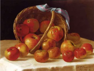 Red and Yellow Apples in a Basket by John F. Francis - Oil Painting Reproduction